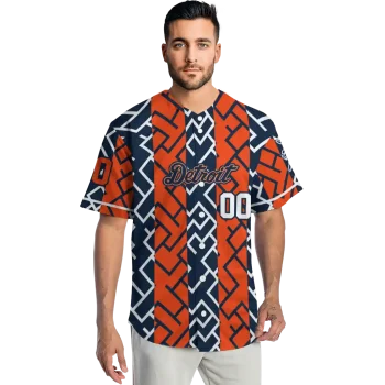custom detroit tigers squares grid navy jersey fashion forward
