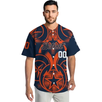 custom detroit tigers star circle navy jersey fashion forward