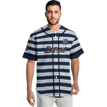 custom detroit tigers stripe layers navy white jersey fashion forward