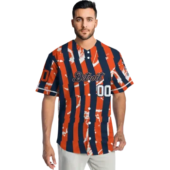 custom detroit tigers stripe paint navy jersey fashion forward