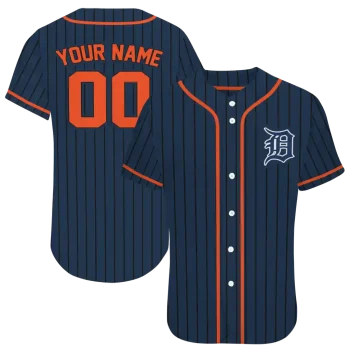 custom detroit tigers stripe pattern navy jersey best selling