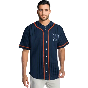 custom detroit tigers stripe pattern navy jersey fashion forward