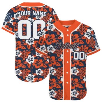 custom detroit tigers tropical hibiscus orange jersey best selling