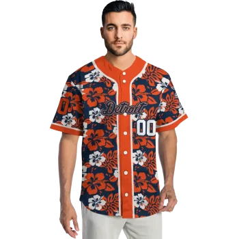 custom detroit tigers tropical hibiscus orange jersey fashion forward