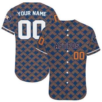 custom houston astros chevron interlock blue jersey best selling