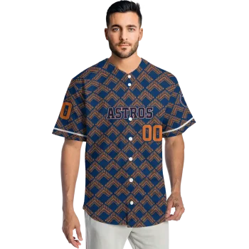 custom houston astros chevron interlock blue jersey fashion forward