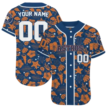 custom houston astros tropical hibiscus seashells blue jersey best selling