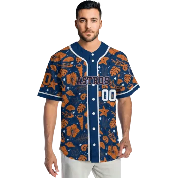 custom houston astros tropical hibiscus seashells blue jersey fashion forward