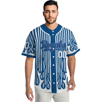 custom kansas city royals blazing stripes royal blue jersey fashion forward