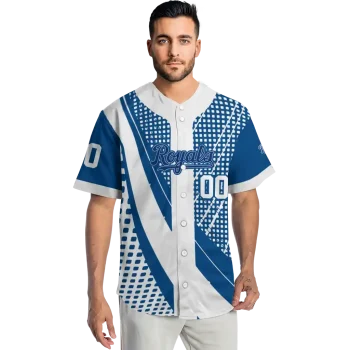 custom kansas city royals curved stripes royal blue white jersey fashion forward