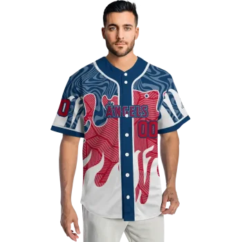 custom los angeles angels pattern drip blue white jersey fashion forward