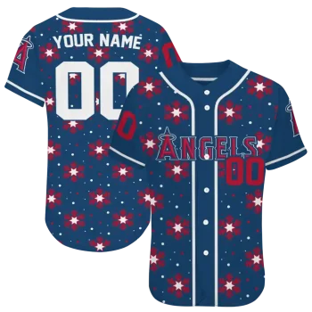 custom los angeles angels snowflake festive blue jersey best selling