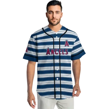 custom los angeles angels stripe layers blue white jersey fashion forward