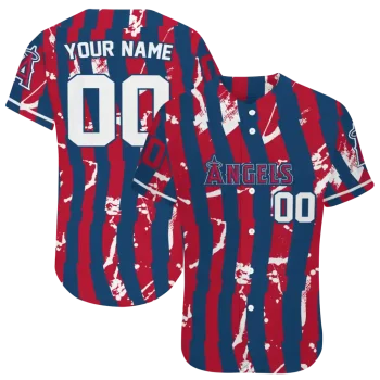 custom los angeles angels stripe paint blue jersey best selling