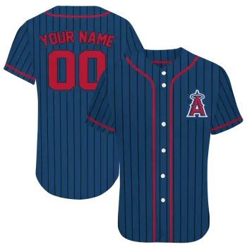 custom los angeles angels stripe pattern blue jersey best selling