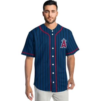 custom los angeles angels stripe pattern blue jersey fashion forward