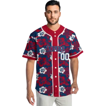 custom los angeles angels tropical hibiscus red jersey fashion forward