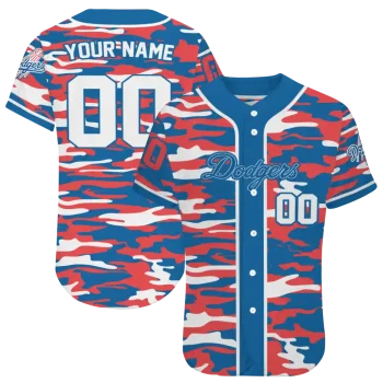 custom los angeles dodgers camo splash blue jersey best selling