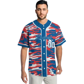 custom los angeles dodgers camo splash blue jersey fashion forward