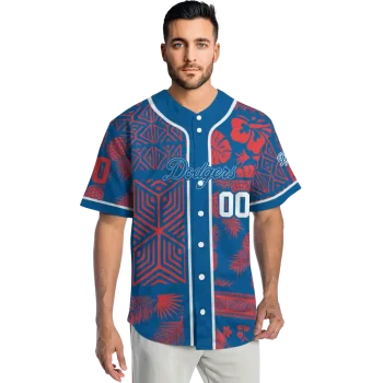 custom los angeles dodgers pineapple palm geo blue jersey fashion forward