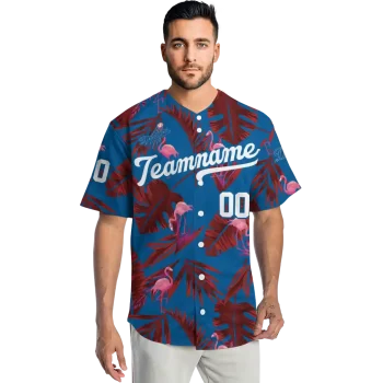 custom los angeles dodgers tropical flamingo blue jersey fashion forward