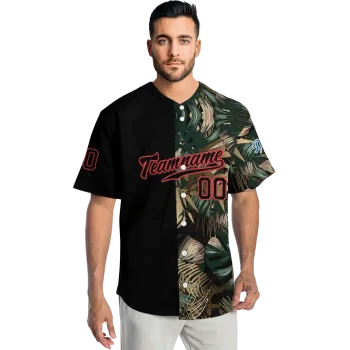 custom los angeles dodgers tropical foliage black jersey fashion forward