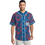 custom los angeles dodgers tropical hibiscus seashells blue jersey best selling