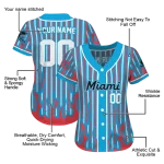 custom miami marlins blazing stripes blue jersey best selling
