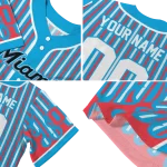 custom miami marlins blazing stripes blue jersey best selling