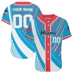 custom miami marlins curved stripes blue white jersey best selling