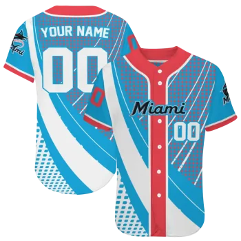 custom miami marlins curved stripes blue white jersey best selling
