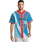 custom miami marlins curved stripes blue white jersey best selling