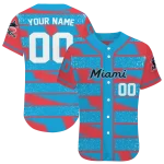 custom miami marlins edgy stripes blue jersey best selling