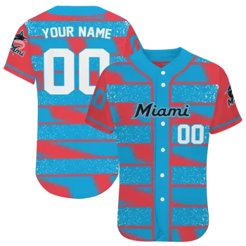 custom miami marlins edgy stripes blue jersey best selling