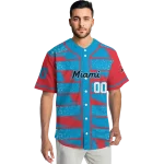 custom miami marlins edgy stripes blue jersey best selling