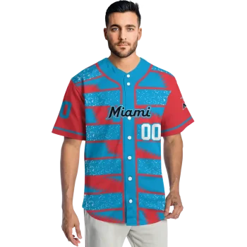 custom miami marlins edgy stripes blue jersey fashion forward