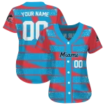 custom miami marlins edgy stripes blue jersey best selling