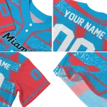 custom miami marlins edgy stripes blue jersey best selling