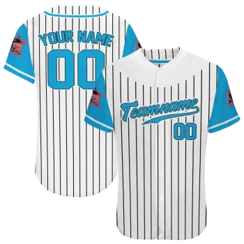 custom miami marlins pinstripe blue white jersey best selling