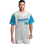 custom miami marlins pinstripe blue white jersey best selling