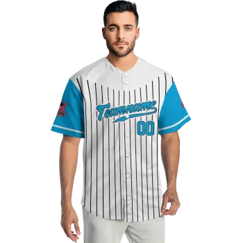 custom miami marlins pinstripe blue white jersey fashion forward