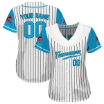 custom miami marlins pinstripe blue white jersey best selling