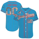 custom miami marlins vertical stripes blue jersey best selling