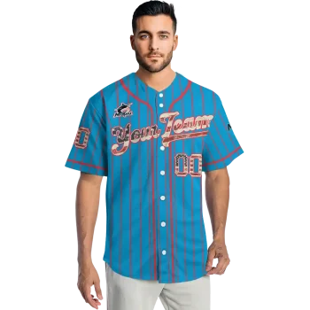 custom miami marlins vertical stripes blue jersey fashion forward