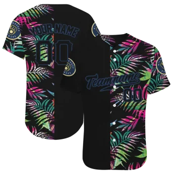 custom milwaukee brewers palm leaf black jersey best selling