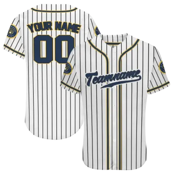 custom milwaukee brewers pinstripe lines white jersey best selling