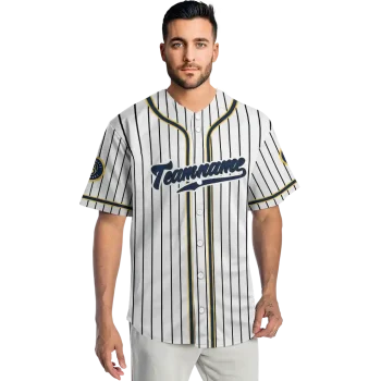 custom milwaukee brewers pinstripe lines white jersey fashion forward
