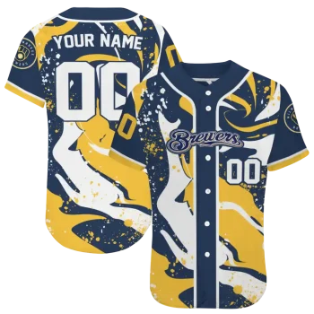 custom milwaukee brewers splash swirl navy blue jersey best selling