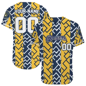 custom milwaukee brewers squares grid navy blue jersey best selling