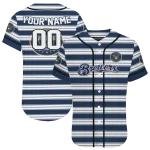 custom milwaukee brewers stripe layers navy blue white jersey best selling